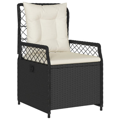 Set da Pranzo da Giardino 3 pz con Cuscini Nero in Polyrattan