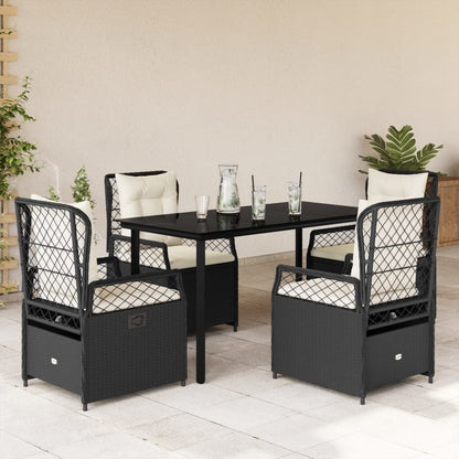 Set da Pranzo da Giardino 5 pz Nero con Cuscini in Polyrattan - homemem39