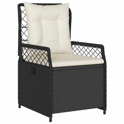 Set da Pranzo da Giardino 5 pz Nero con Cuscini in Polyrattan