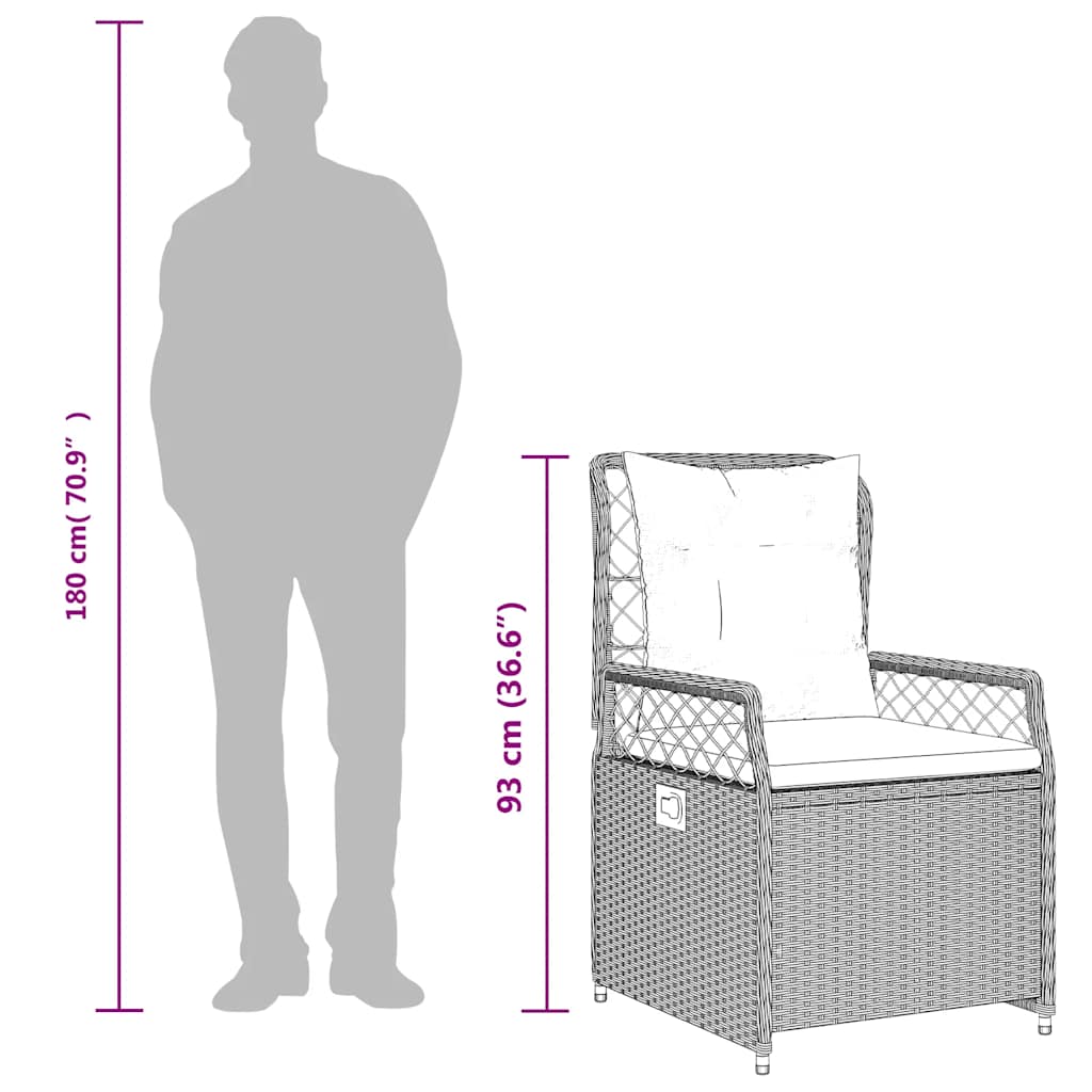 Set da Pranzo da Giardino 7 pz Nero con Cuscini in Polyrattan | homemem39