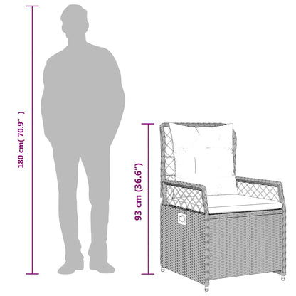 Set da Pranzo da Giardino 7 pz Nero con Cuscini in Polyrattan | homemem39