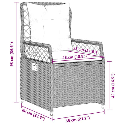 Set da Pranzo da Giardino 9 pz con Cuscini Nero in Polyrattan | homemem39