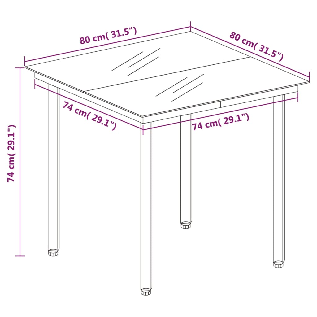 Set da Pranzo da Giardino 5pz con Cuscini in Polyrattan Marrone