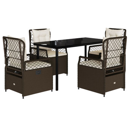 Set da Pranzo da Giardino 5pz con Cuscini in Polyrattan Marrone - homemem39