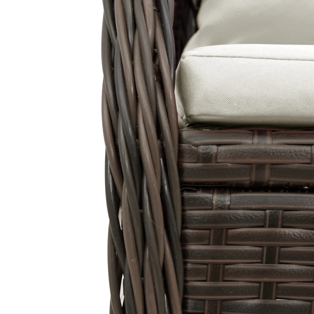 Set da Pranzo da Giardino 5pz con Cuscini in Polyrattan Marrone | homemem39