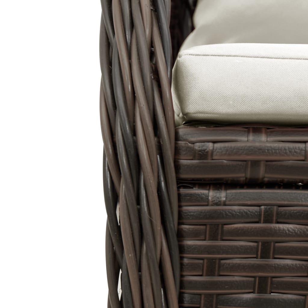 Set da Pranzo da Giardino 9pz con Cuscini Marrone in Polyrattan | homemem39