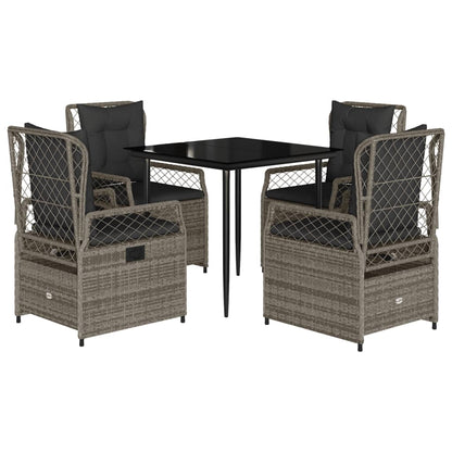 Set da Pranzo da Giardino 5 pz con Cuscini in Polyrattan Grigio - homemem39