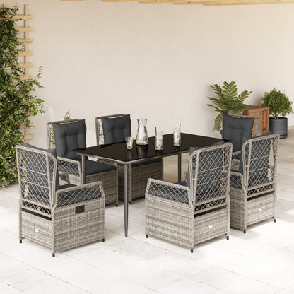 Set da Pranzo da Giardino 7 pz con Cuscini in Polyrattan Grigio - homemem39