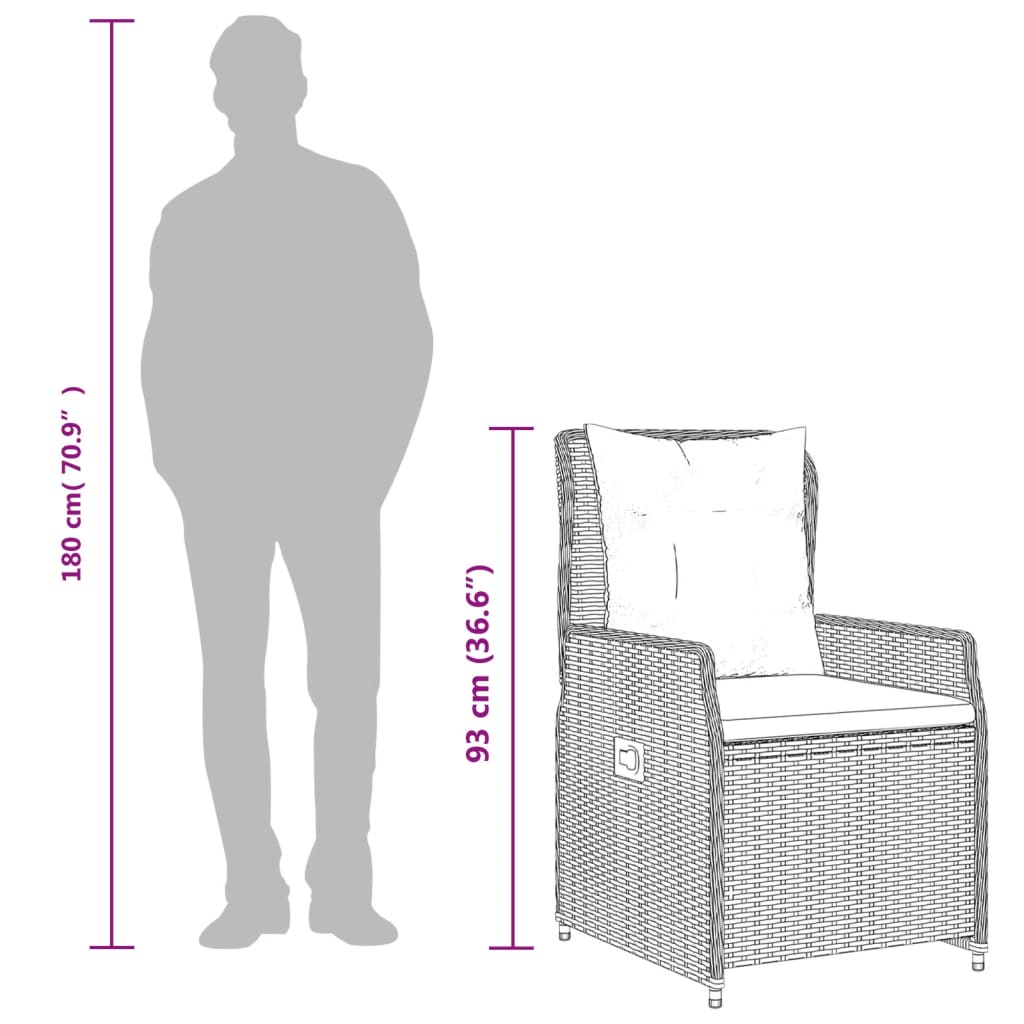 Set da Pranzo da Giardino 7 pz con Cuscini in Polyrattan Grigio - homemem39