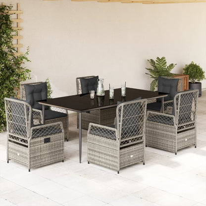 Set da Pranzo da Giardino 7 pz con Cuscini in Polyrattan Grigio - homemem39