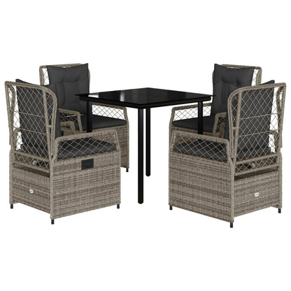Set da Pranzo da Giardino 5 pz con Cuscini in Polyrattan Grigio - homemem39
