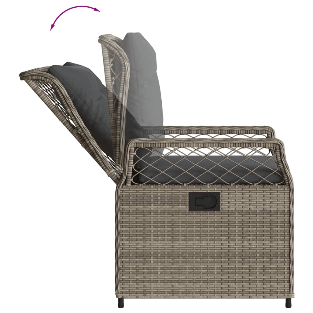 Set da Pranzo da Giardino 7 pz con Cuscini in Polyrattan Grigio - homemem39