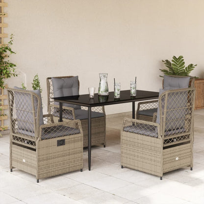Set da Pranzo da Giardino 5 pz con Cuscini Beige in Polyrattan - homemem39