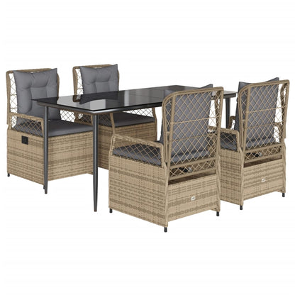 Set da Pranzo da Giardino 5 pz con Cuscini Beige in Polyrattan - homemem39