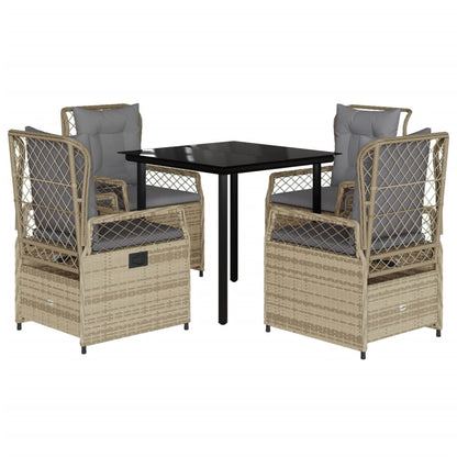 Set da Pranzo da Giardino 5 pz con Cuscini Beige in Polyrattan - homemem39