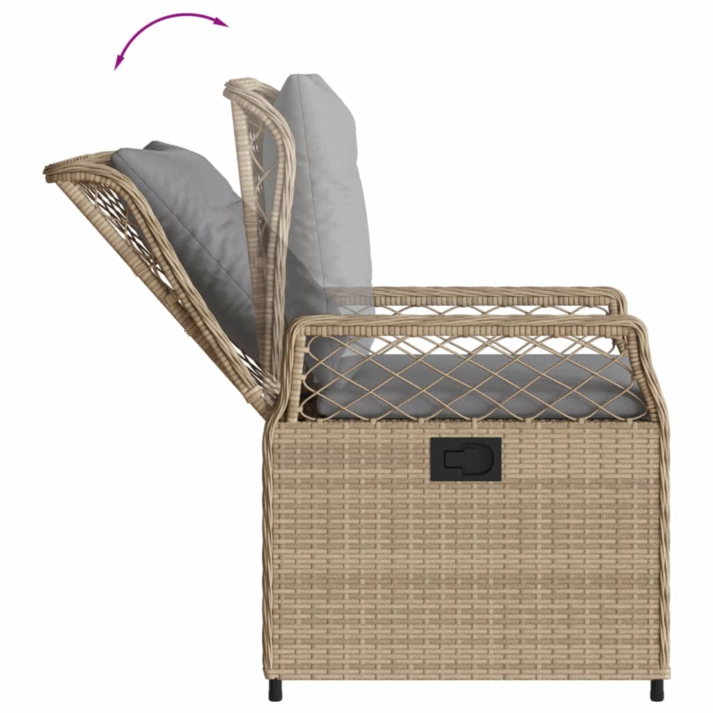 Set da Pranzo da Giardino 5 pz con Cuscini Beige in Polyrattan