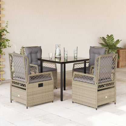 Set da Pranzo da Giardino 5 pz con Cuscini Beige in Polyrattan - homemem39