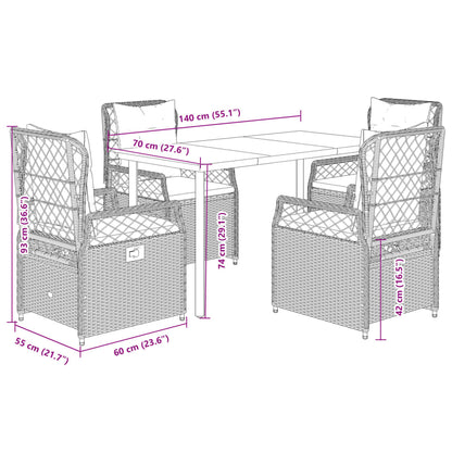 Set da Pranzo da Giardino 5 pz con Cuscini Beige in Polyrattan - homemem39