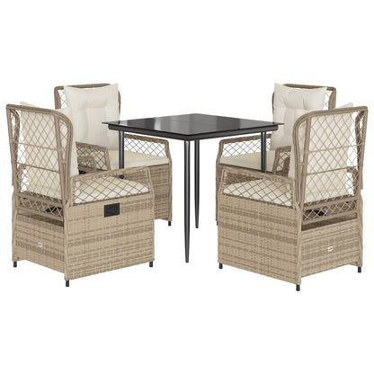 Set da Pranzo da Giardino 5 pz con Cuscini Beige in Polyrattan - homemem39