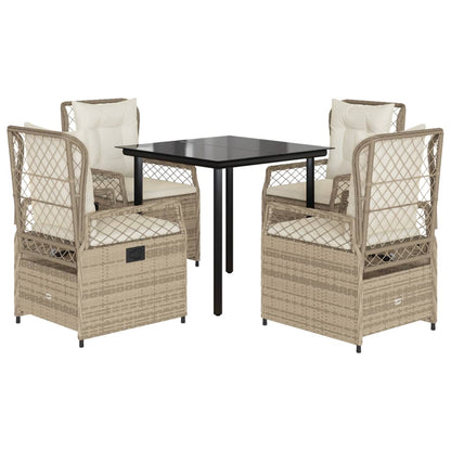 Set da Pranzo da Giardino 5 pz con Cuscini Beige in Polyrattan | homemem39