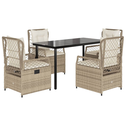 Set da Pranzo da Giardino 5 pz con Cuscini Beige in Polyrattan - homemem39