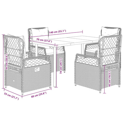 Set da Pranzo da Giardino 5 pz con Cuscini Beige in Polyrattan | homemem39