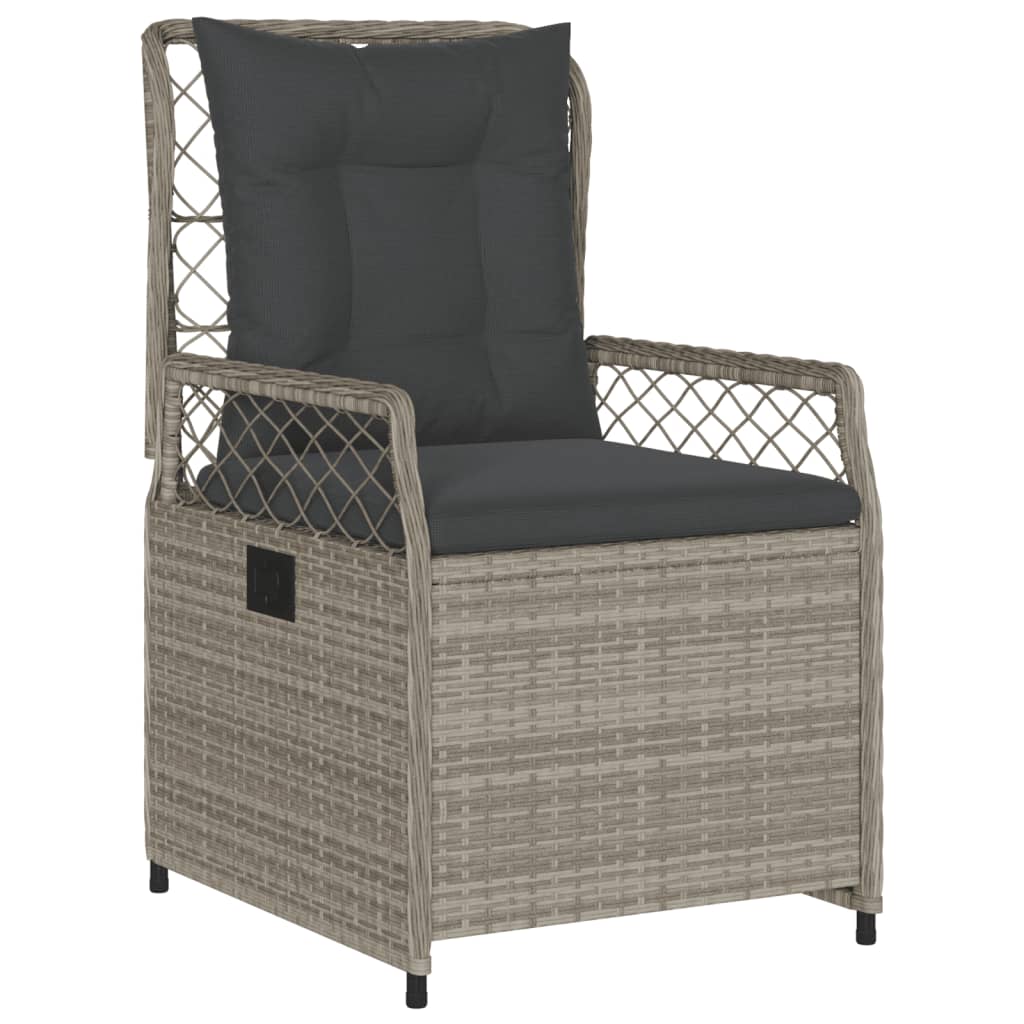 Set Pranzo da Giardino 3pz con Cuscini Grigio Chiaro Polyrattan - homemem39