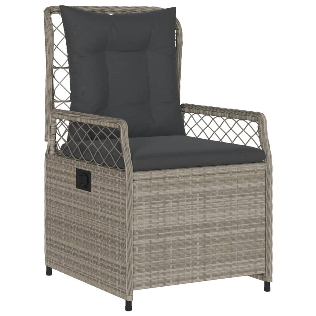 Set Pranzo da Giardino 5pz con Cuscini Grigio Chiaro Polyrattan