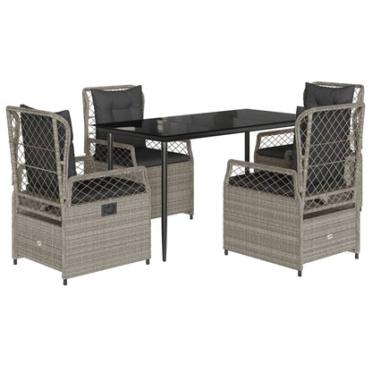 Set Pranzo da Giardino 5pz con Cuscini Grigio Chiaro Polyrattan - homemem39