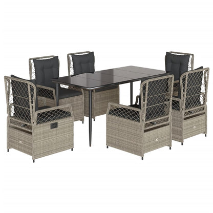 Set da Pranzo da Giardino 7 pz Cuscini Polyrattan Grigio Chiaro - homemem39