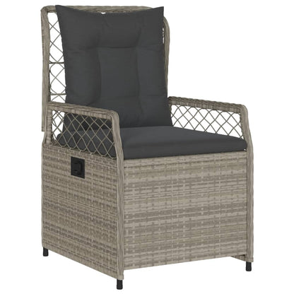 Set Pranzo da Giardino 3pz con Cuscini Grigio Chiaro Polyrattan