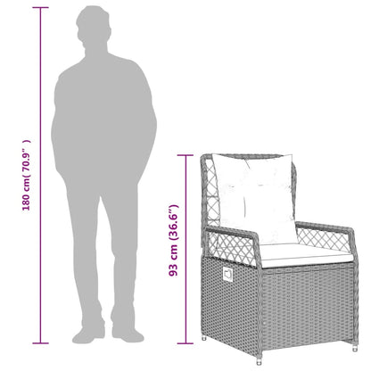 Set Pranzo da Giardino 3pz con Cuscini Grigio Chiaro Polyrattan - homemem39