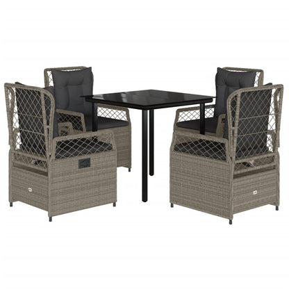 Set Pranzo da Giardino 5pz con Cuscini Grigio Chiaro Polyrattan - homemem39