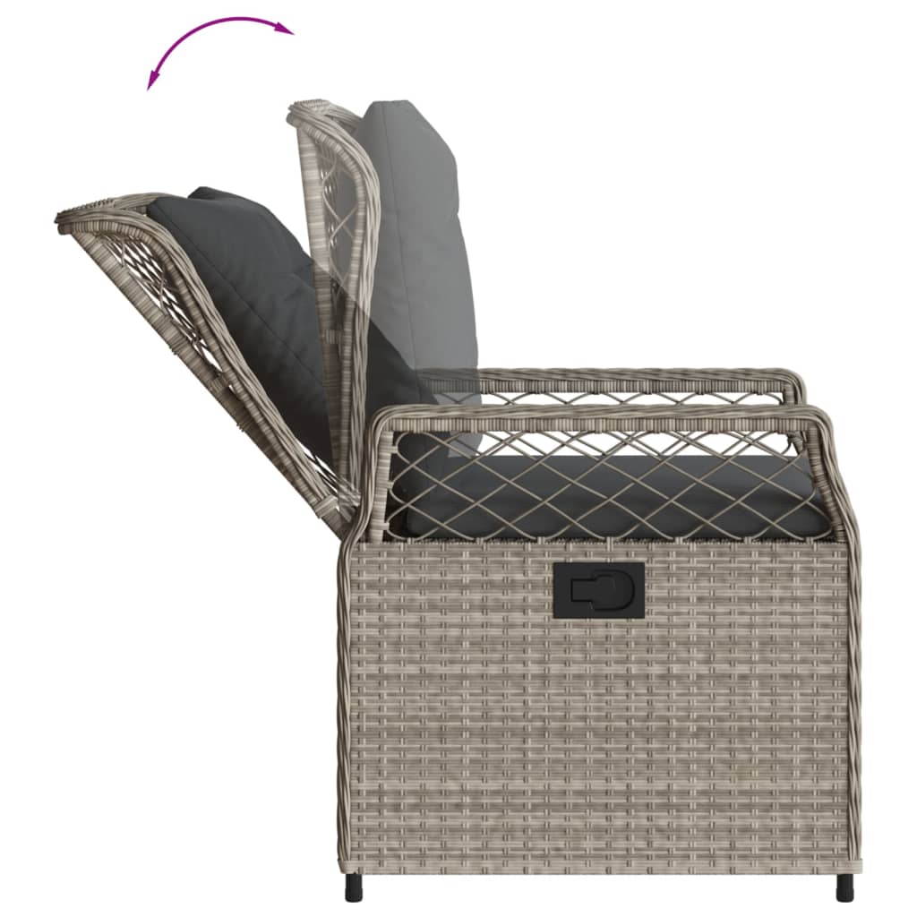 Set da Pranzo da Giardino 7 pz Cuscini Polyrattan Grigio Chiaro - homemem39