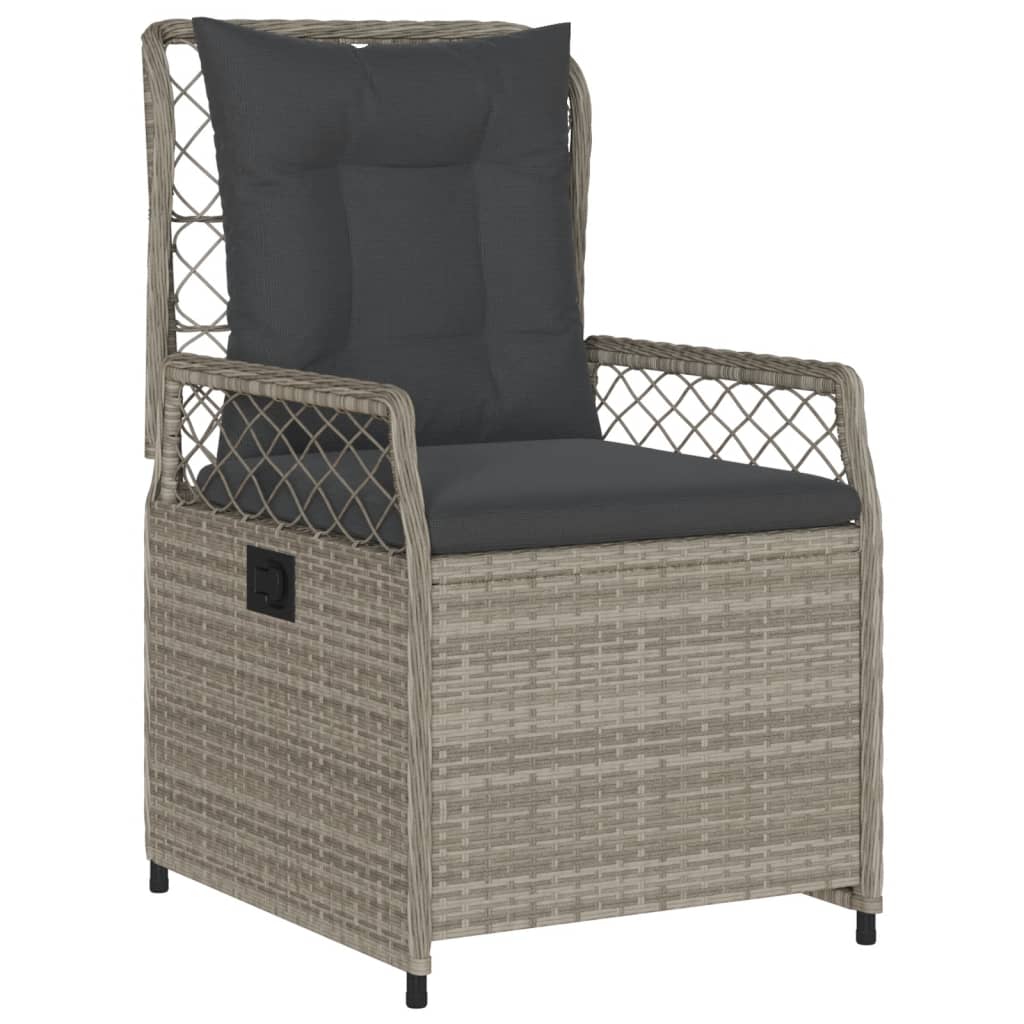 Set Pranzo da Giardino 9pz con Cuscini Grigio Chiaro Polyrattan - homemem39