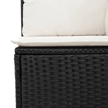 Set Divani da Giardino con Cuscini 7pz Nero Polyrattan