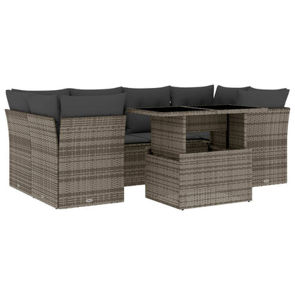 Set Divani da Giardino 7 pz con Cuscini Grigio in Polyrattan - homemem39
