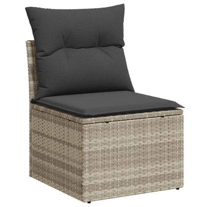 Set Divani da Giardino 7pz con Cuscini Grigio Chiaro Polyrattan | homemem39