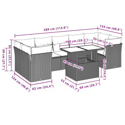 Set Divani da Giardino con Cuscini 8 pz Nero in Polyrattan | homemem39