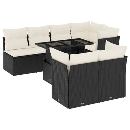 Set Divani da Giardino con Cuscini 8 pz Nero in Polyrattan - homemem39