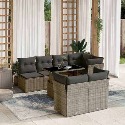Set Divano da Giardino 8 pz con Cuscini Grigio in Polyrattan - homemem39