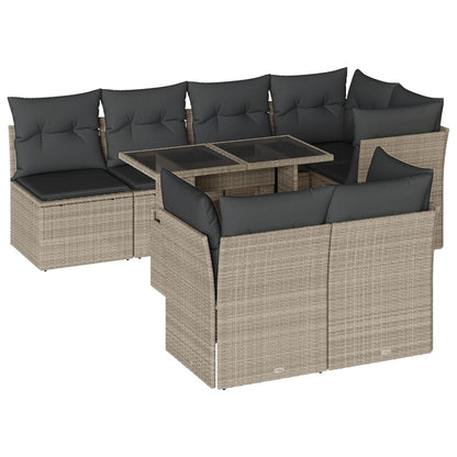 Set Divano da Giardino 8pz con Cuscini Grigio Chiaro Polyrattan - homemem39