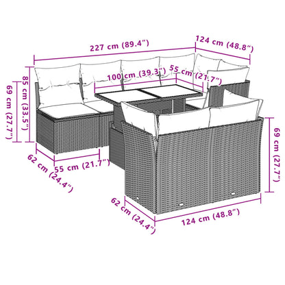 Set Divani da Giardino 8 pz con Cuscini Marrone in Polyrattan