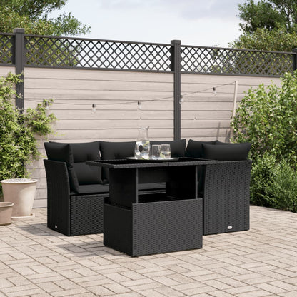 Set Divani da Giardino 5 pz con Cuscini in Polyrattan Nero - homemem39