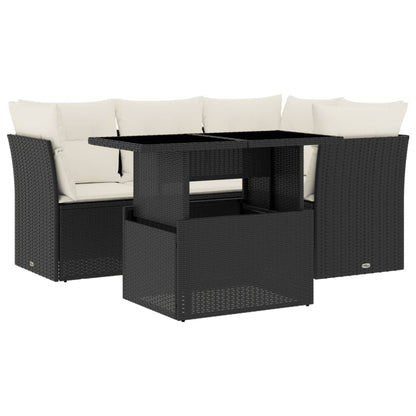 Set Divani da Giardino 5 pz con Cuscini in Polyrattan Nero - homemem39