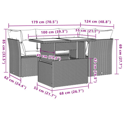 Set Divani da Giardino 5 pz con Cuscini in Polyrattan Nero | homemem39