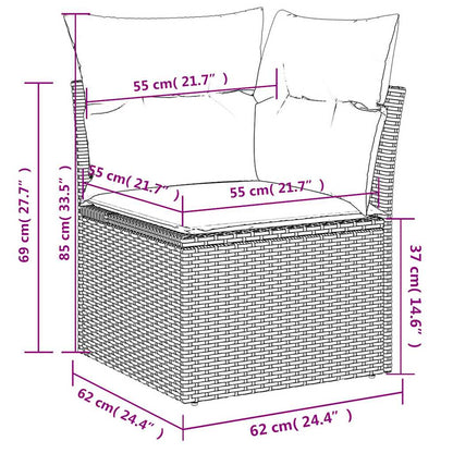 Set Divano da Giardino 6 pz con Cuscini Nero in Polyrattan | homemem39