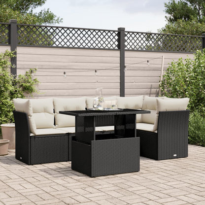 Set Divano da Giardino 6 pz con Cuscini Nero in Polyrattan | homemem39