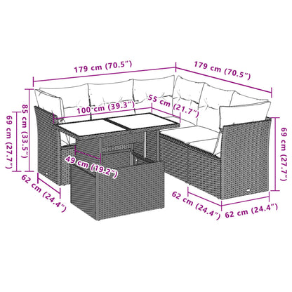 Set Divano da Giardino 6 pz con Cuscini Nero in Polyrattan | homemem39