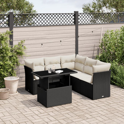 Set Divano da Giardino 6 pz con Cuscini Nero in Polyrattan | homemem39